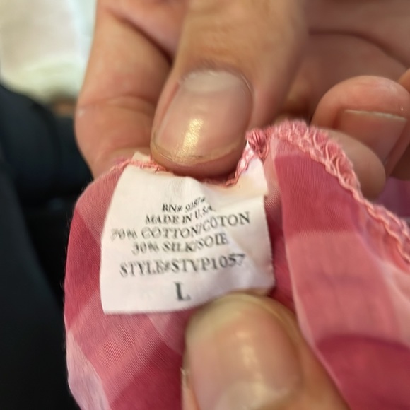 Splendid pink plaid silk/cotton spaghetti strap blouse / L / Excellent condition - Picture 10 of 11